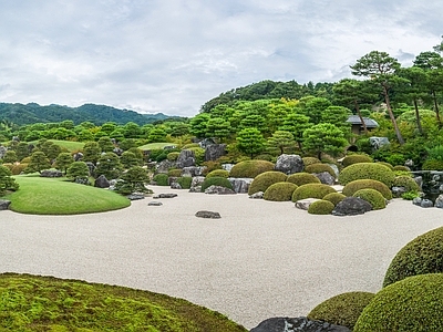 日式庭院外景图 公园 园林 枯水