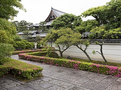 日式庭院外景图 公园 园林 枯水