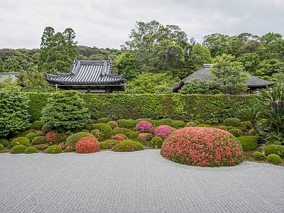 日式庭院外景图 公园 园林 枯水