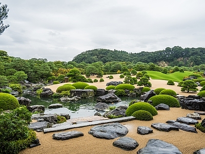 日式庭院外景图 公园 园林 枯水