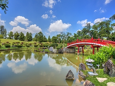 日式庭院外景图 公园 园林 枯水