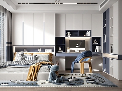 现代榻榻米男孩儿童房3d模型