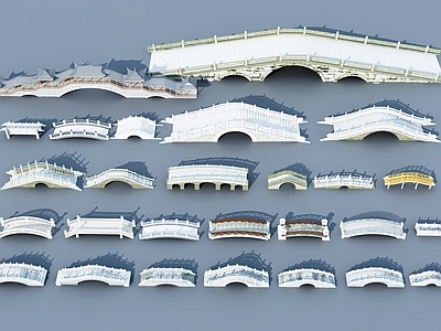 现代桥 石拱桥3d模型