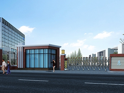 现代学校入口大门3d模型下载【id:1100977150】_知末3d模型网