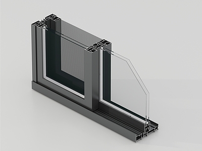 现代窗户截面e角 断桥铝3d模型
