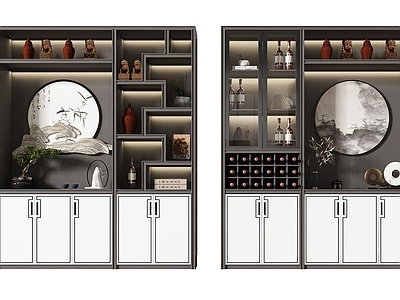 新中式酒柜3d模型