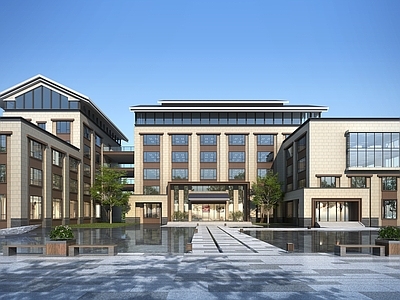 新中式办公楼3d模型