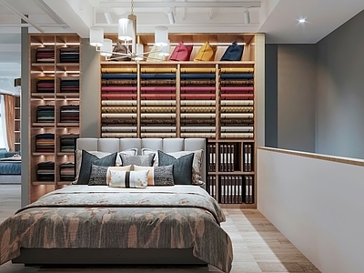 现代家居展厅 现代家纺床上用品专卖店3d模型