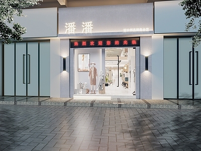 现代服装店面门头 橱窗 模特 摆件装饰品3d模型