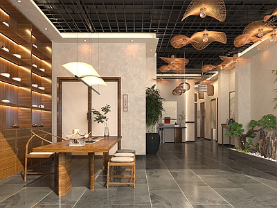 新中式茶馆3d模型下载【id:1101635681】