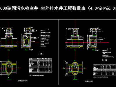 2000砖砌污水检查井 室外排水井工程数量表 施工图 市政给排水