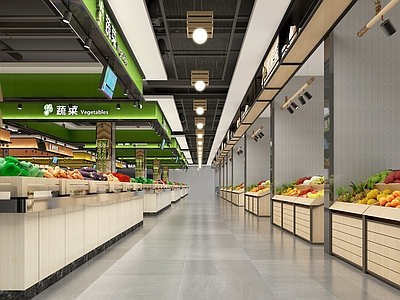 现代超市 菜市场3d模型