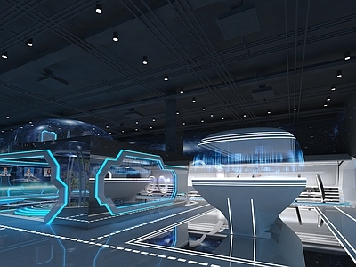 现代科技展厅 科技感 数字化 高科技实验室 科幻场景 科幻实验室3d