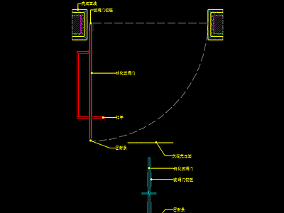 淋浴房玻璃铰链门固定墙面节点大样图施工图 通用节点
