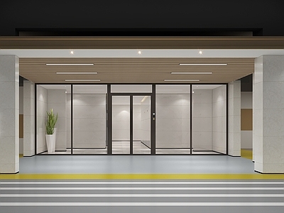 现代地下停车场 电梯厅入口3d模型
