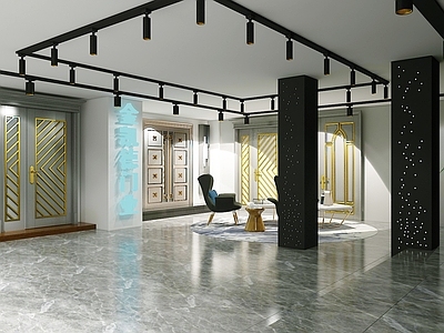 现代家居展厅 进户门 套装门 店面3d模型