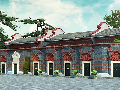 中式老上海石库门一大会址 石库门建筑 上海建筑3d模型