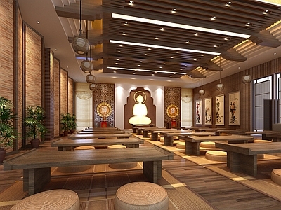 3d模型cr中式蒙古族风格活动中心 游客售票大厅3d模型vr中式演播室