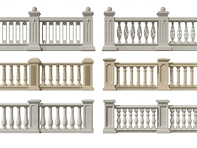 欧式大理石栏杆 护栏su模型中式大理石栏杆su模型新中式石材栏杆 迎客