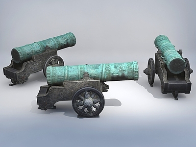 欧式古典火炮 青铜炮3d模型