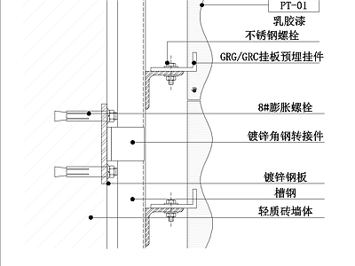 GRG墙面节点 施工图