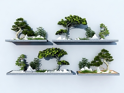 新中式植物造景3d模型