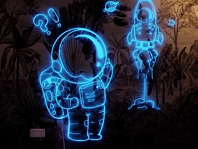 现代霓虹灯 太空人装饰霓虹灯3d模型
