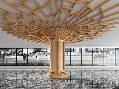 现代树枝造型柱子3d模型