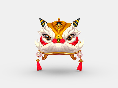 中式卡通中国舞狮头套3d模型
