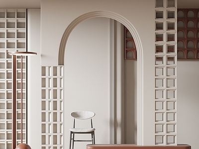 现代拱门隔断3d模型