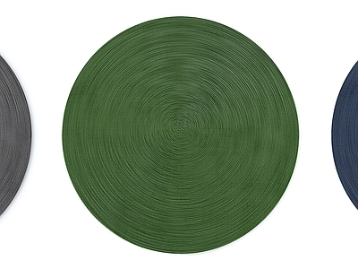现代灰蓝绿色暗纹圆形地毯组合3d模型