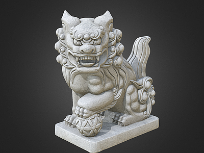 石头雕塑  石狮子3d模型vr新中式石狮子 石头雕塑 貔貅 狮子雕塑3d