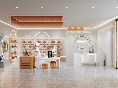 现代内衣店 流水展台 内衣货架 半身模特 收银台3d模型