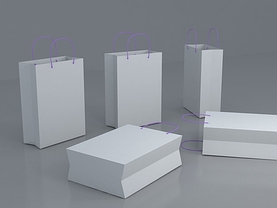 现代包装袋 纸袋 手提袋 打包袋 袋子3d模型