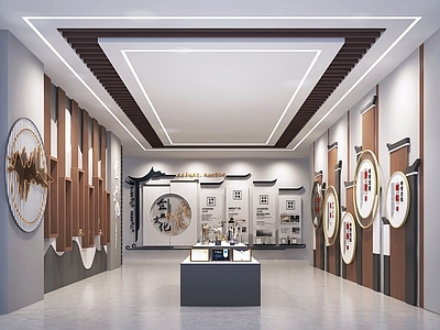 新中式公司展厅 展览 宣传栏 企业墙 荣誉墙 文化墙 展示墙 造型墙3d