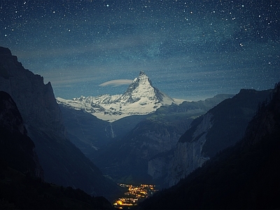 山谷星空风景