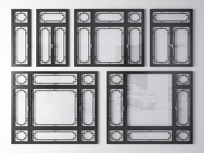 新中式窗戶3d模型下載_原創窗戶3d模型【知末網3d模型】