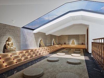 日式佛堂阁楼3d模型