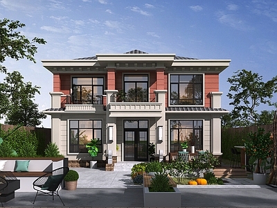 新中式独栋别墅 乡村自建房 农村自建房3d模型