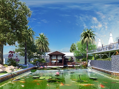 现代公园景观3d模型下载