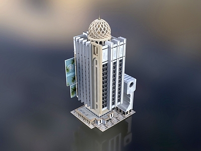 现代酒店外观 城市大厦 科技大楼3d模型