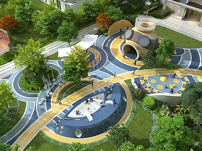 现代公园景观 户外儿童游乐场 户外儿童游乐园 室外儿童游乐场3d模型