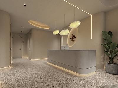 侘寂瑜伽店大厅 前台3d模型