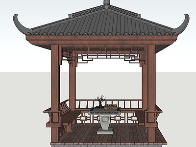 亭子su模型下载_草图大师亭子模型【知末网su模型】