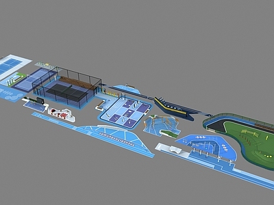 现代球类体育场 运动场地3d模型