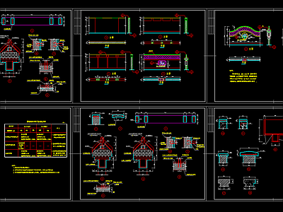 别墅围墙屋檐图标准图集cad建筑图纸 施工图 建筑通用节点