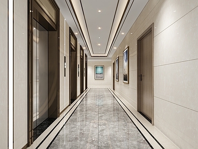 现代电梯间过道3d模型
