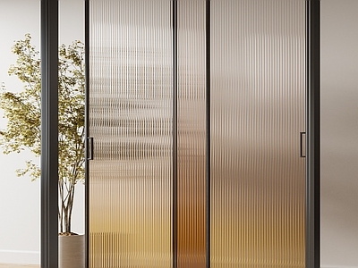 现代渐变长虹玻璃移门3d模型