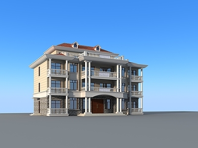 简欧坡屋顶别墅 农村别墅3d模型