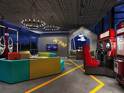 工业风网咖3d模型下载_原创网咖3d模型【知末网3d模型】